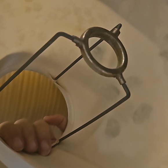 1940s Italy marked " handmade pottery lamp and Free- eyelet handcrafted shade - Picture 11 of 14